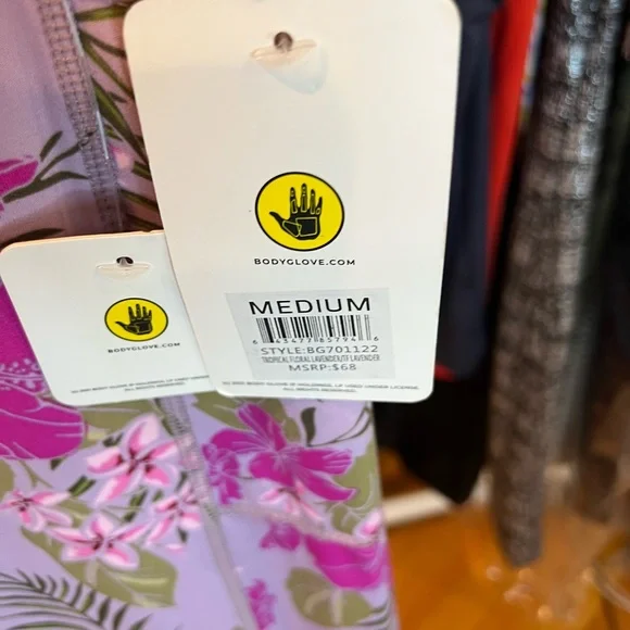 Body Glove 7/8 Leggings - Purple and Pink Floral - Picture 3 of 4